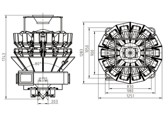 Haupt-Multihead Wäger des Snack-Food-8A 1220mm 10